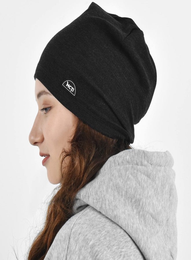 MCTi Slouchy Beanie for Men Women, Winter Warm Stretchy Skull Cap Hat Lightweight for Running Cycling 2 Packed - Image 4